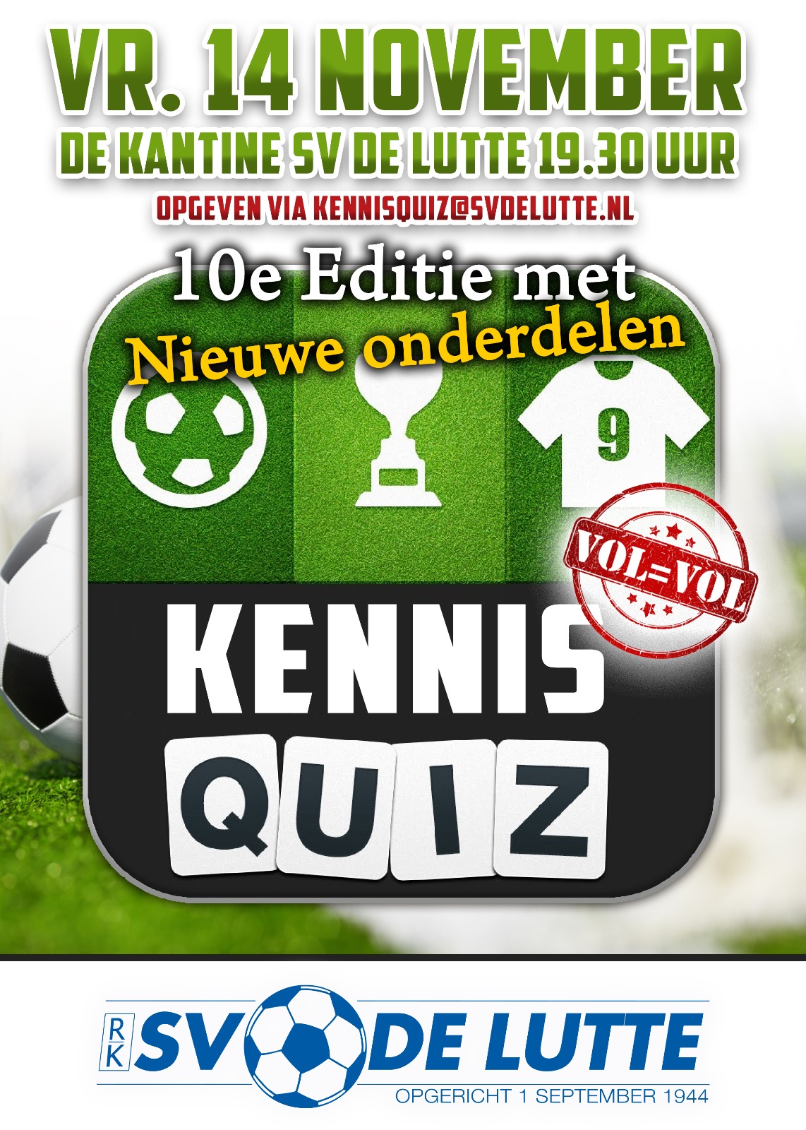 Jubileumeditie Grote Kennis Quiz SV De Lutte - 14 November 2025